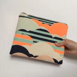 Handmade Clutch Bag, Cloud Print, Makeup Bag, Fabric Clutch, Zipper Clutch, Travel Bag, Christmas Gift, Gift For Her, LoadedBobbins
