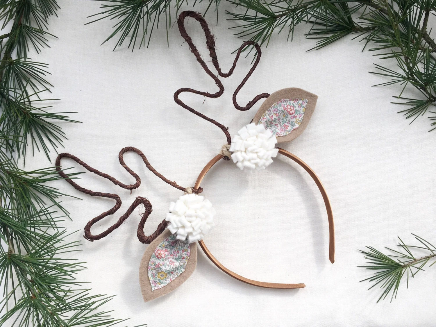 Antler Headband Christmas Flower Liberty Reindeer Woodland Fawn Doe Deer Hairband Grey White - Festival 9 Antler Headband Christmas Flower Liberty Reindeer Woodland Fawn Doe Deer Hairband Grey White - Festival - Image 7