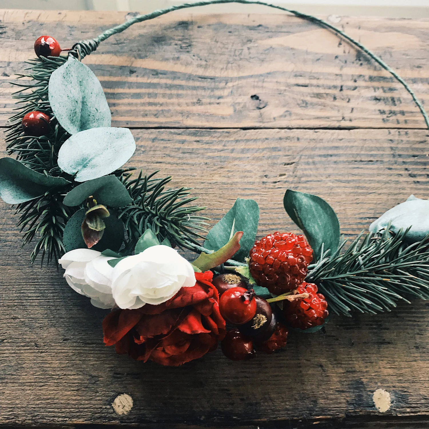 Winter Wedding Crown, Bridal Floral Crown, Boho Flower Crown, Winter Berries Hair Wreath, Rose Floral Headpiece, Christmas Head Wreath 8 Winter Wedding Crown, Bridal Floral Crown, Boho Flower Crown, Winter Berries Hair Wreath, Rose Floral Headpiece, Christmas Head Wreath - Image 6