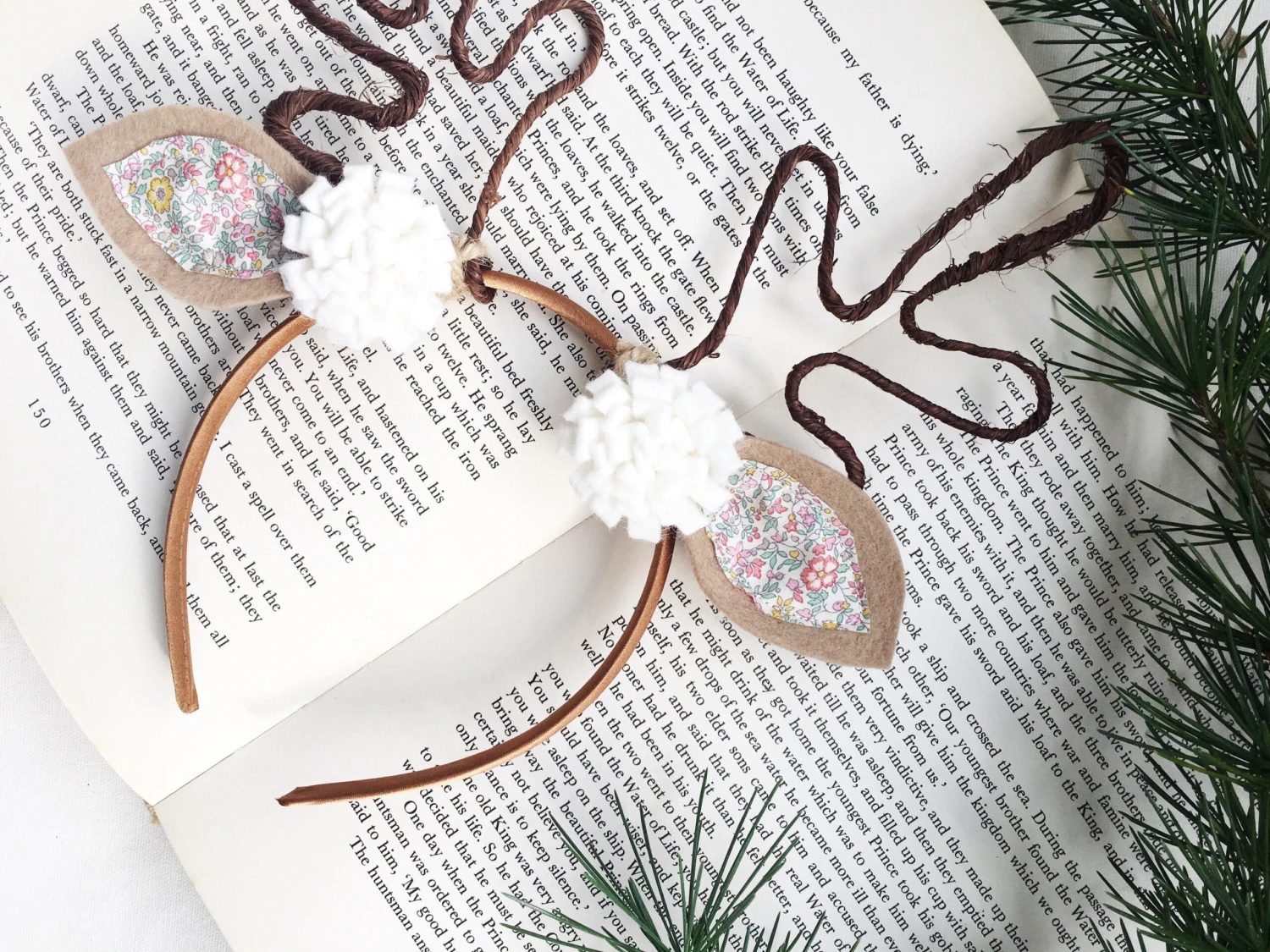 Antler Headband Christmas Flower Liberty Reindeer Woodland Fawn Doe Deer Hairband Grey White - Festival 3 Antler Headband Christmas Flower Liberty Reindeer Woodland Fawn Doe Deer Hairband Grey White - Festival