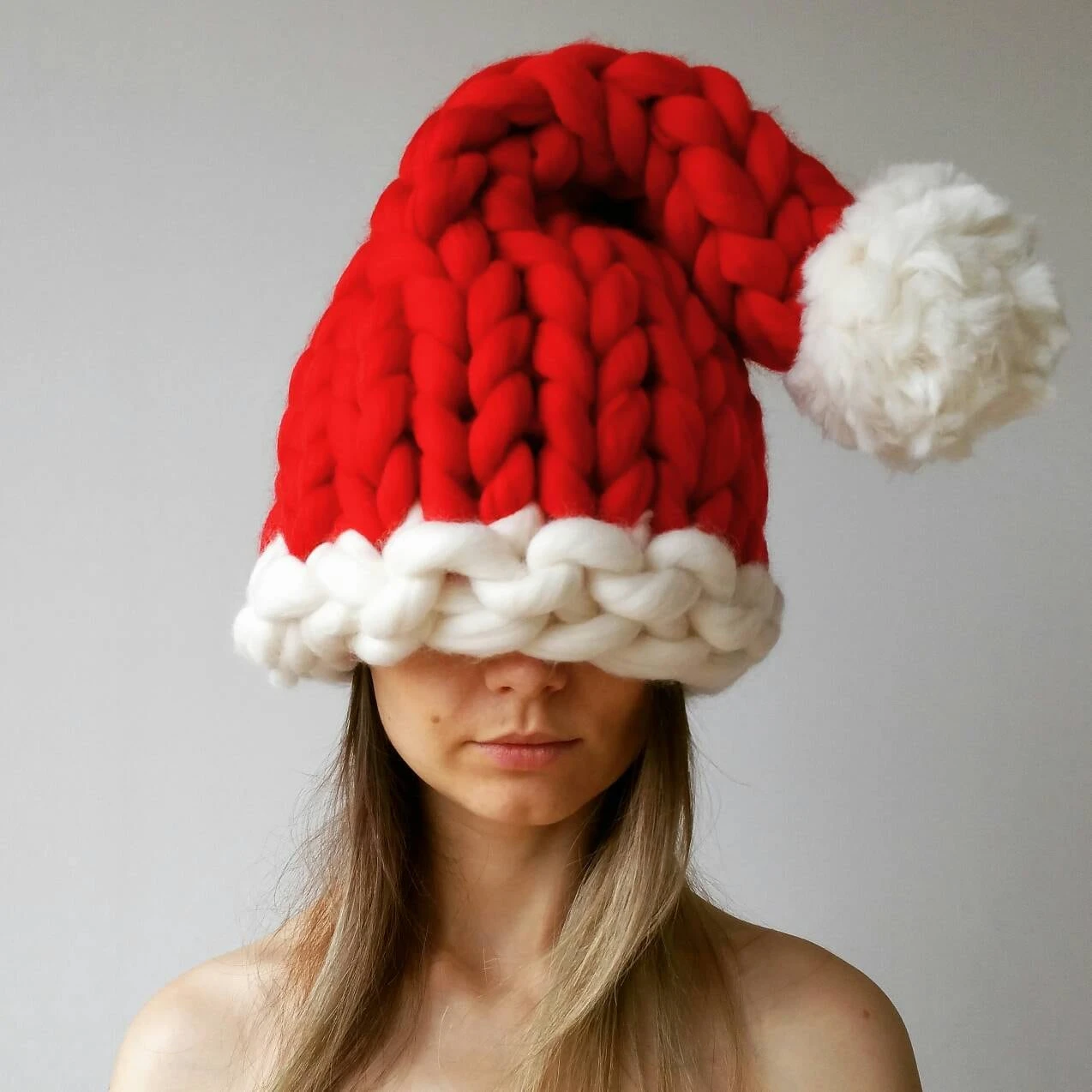 Chunky Knit Santa Hat Christmas Gift For Her 3 Chunky Knit Santa Hat Christmas Gift For Her
