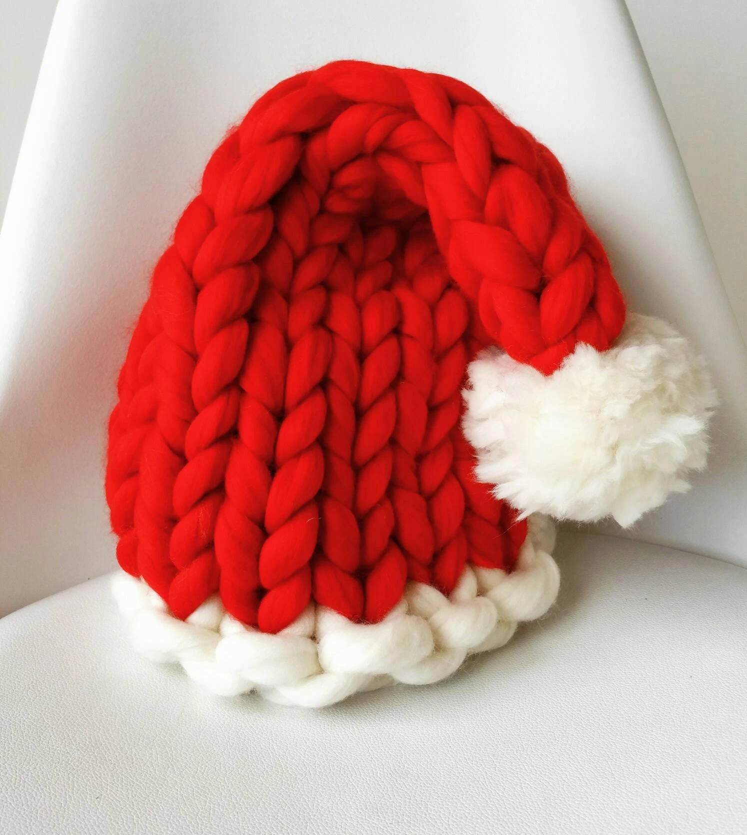 Chunky Knit Santa Hat Christmas Gift For Her 4 Chunky Knit Santa Hat Christmas Gift For Her - Image 2