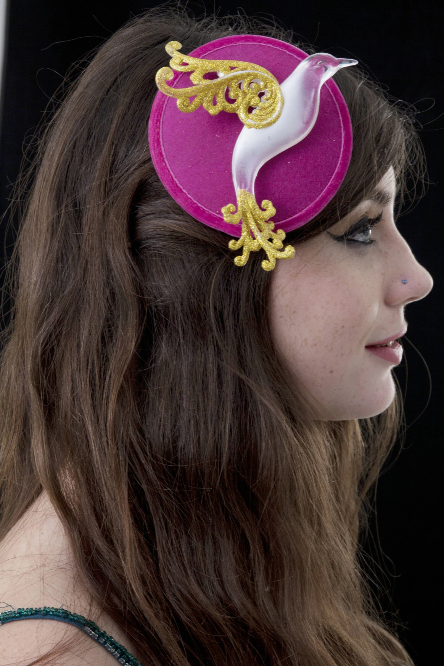 Christmas Pink And Gold Bird Fascinator 8 Christmas Pink And Gold Bird Fascinator - Image 6