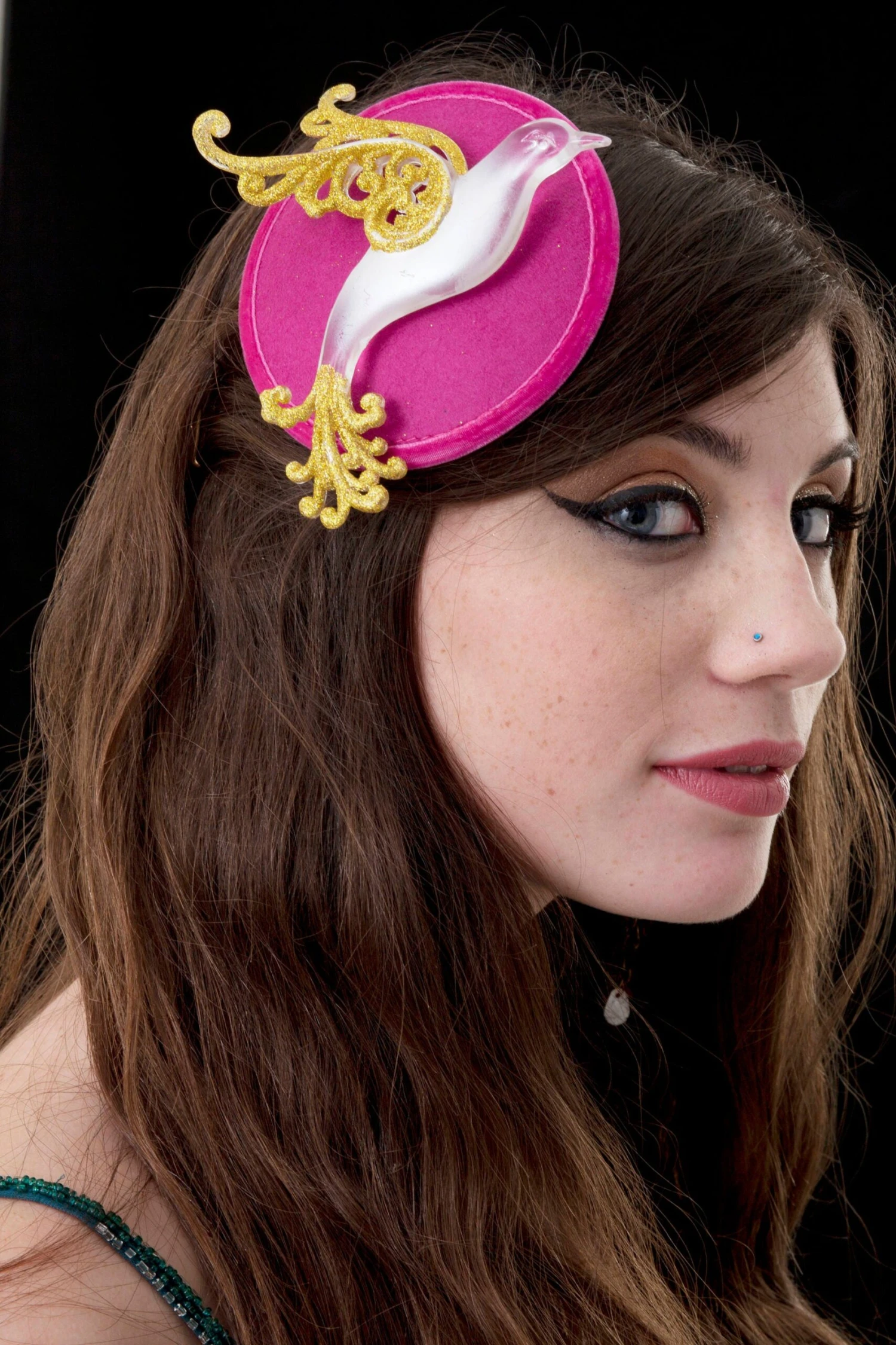 Christmas Pink And Gold Bird Fascinator 10 Christmas Pink And Gold Bird Fascinator - Image 8