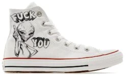 Movie ET Alien Fk You Sketch Custom Printed Converse Syfy Shoes Gift Paul Sneakers Christmas Sci-fi Comic Con Area 51 Ufo