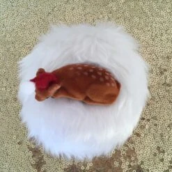 Christmas Deer Fascinator, White Faux Fur, With Flocked Deer Wearing Santa Hat. Handmade And In Stock. -Cheap Bags & Purses Store il fullxfull.1689538962 bh0j