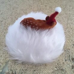 Christmas Deer Fascinator, White Faux Fur, With Flocked Deer Wearing Santa Hat. Handmade And In Stock. -Cheap Bags & Purses Store il fullxfull.1737003083 h54e