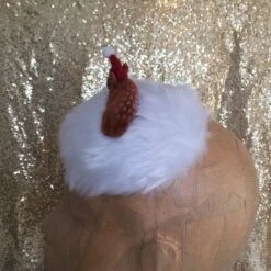 Christmas Deer Fascinator, White Faux Fur, With Flocked Deer Wearing Santa Hat. Handmade And In Stock. -Cheap Bags & Purses Store il fullxfull.1737003151 2k4x