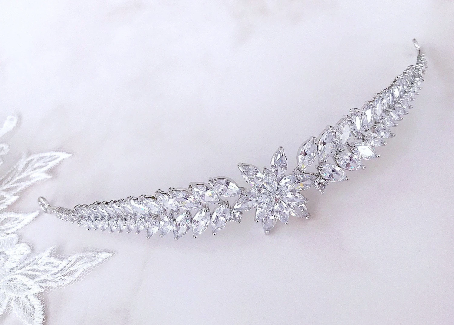 Snowflake Tiara, Silver Cubic Zircon Crown For Wedding, Bridal Hair Accessories,Brides Crown, Bridal Hairpiece, Winter Wedding, Christmas 9 Snowflake Tiara, Silver Cubic Zircon Crown For Wedding, Bridal Hair Accessories,Brides Crown, Bridal Hairpiece, Winter Wedding, Christmas - Image 7