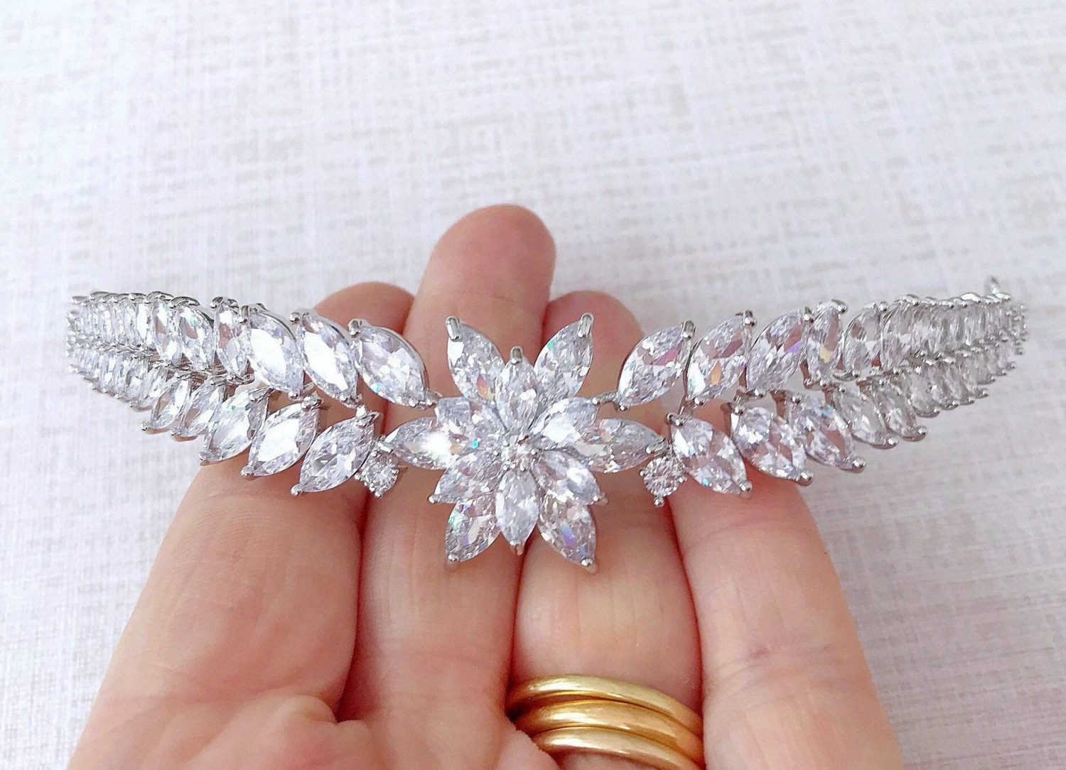 Snowflake Tiara, Silver Cubic Zircon Crown For Wedding, Bridal Hair Accessories,Brides Crown, Bridal Hairpiece, Winter Wedding, Christmas 6 Snowflake Tiara, Silver Cubic Zircon Crown For Wedding, Bridal Hair Accessories,Brides Crown, Bridal Hairpiece, Winter Wedding, Christmas - Image 4