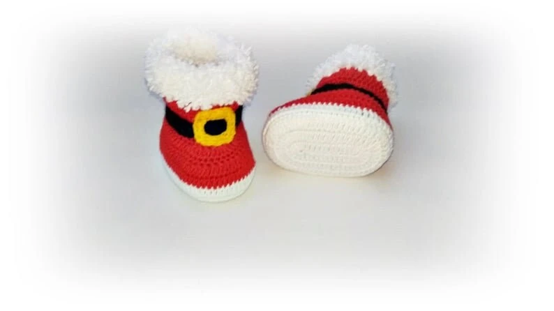 Christmas Baby Booties Baby Boots Red Booties Crochet Baby Shoes Newborn Boots Christmas Baby Boots Christmas Boots Crib Shoes 4 Christmas Baby Booties Baby Boots Red Booties Crochet Baby Shoes Newborn Boots Christmas Baby Boots Christmas Boots Crib Shoes - Image 2