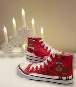 Cheap Bags & Purses Store 31 Christmas Shoes, Custom Christmas Trainers, Red High Top Canvas Shoes, Personalised Christmas Gift, Custom Hightop Trainers