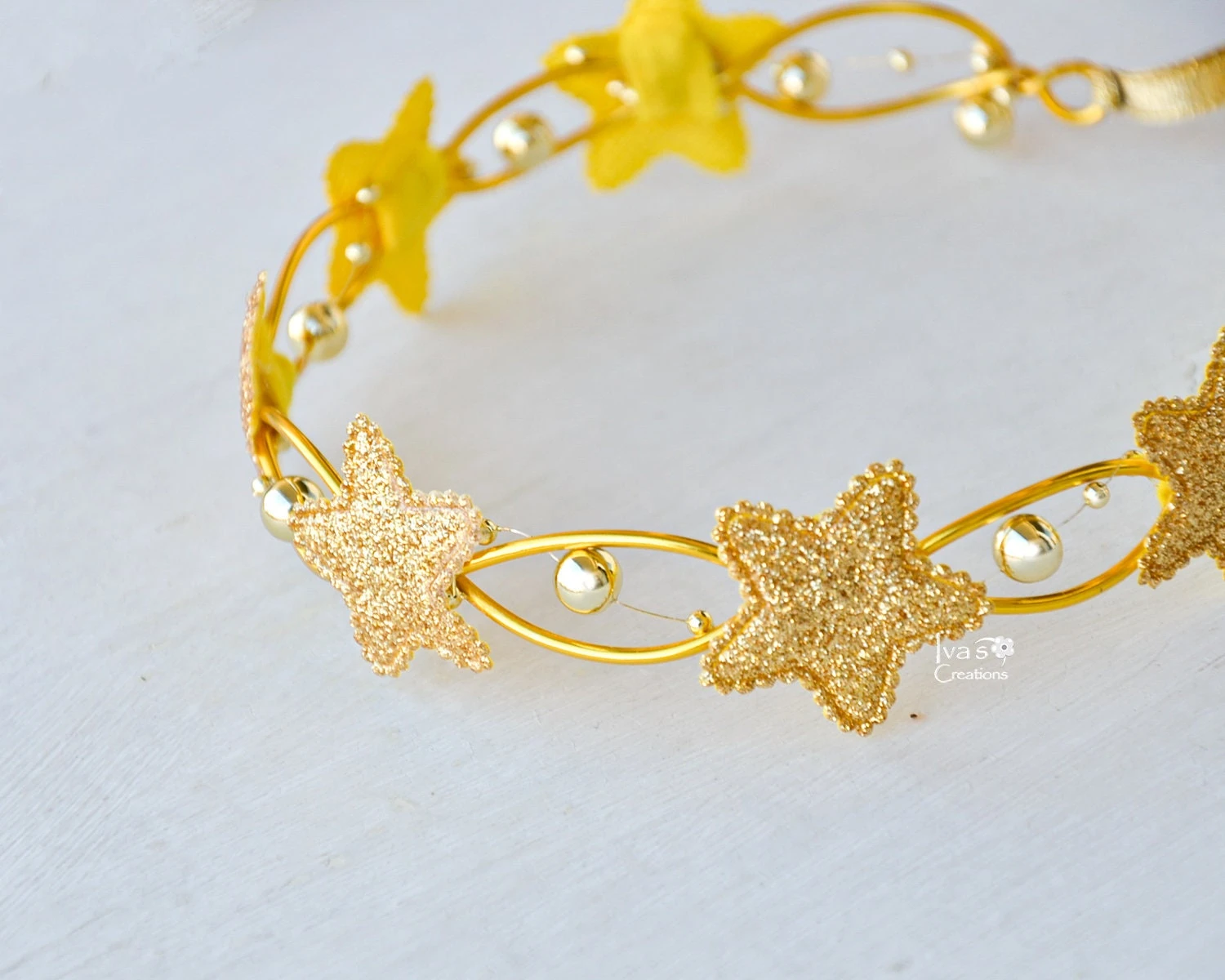 Gold Stars Crown, Gold Hair Crown, Christmas Party, Silver Stars Headband, Girl Hair Wreath, Glitter Halo, Princess Headdress, Gold Wedding 6 Gold Stars Crown, Gold Hair Crown, Christmas Party, Silver Stars Headband, Girl Hair Wreath, Glitter Halo, Princess Headdress, Gold Wedding - Image 4