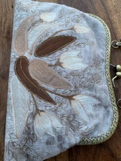 Romantic Antique Inspired Handmade Clutch Bag Embellished With Delicate Floral Aplique And Free Motion Embroidery Ideal Christmas Gift -Cheap Bags & Purses Store il fullxfull.2212345884 qmm5