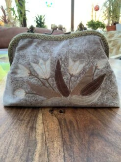 Romantic Antique Inspired Handmade Clutch Bag Embellished With Delicate Floral Aplique And Free Motion Embroidery Ideal Christmas Gift -Cheap Bags & Purses Store il fullxfull.2259943103 cmnw
