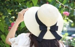 Vintage Summer Straw Hat, Beach Hat With Bow, Sun Visor Hat, Summer Hat With Ribbon, UV Protection, Fashion Sun Hat,Christmas Gift