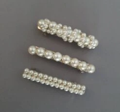 Set Of 3 Pearl Hair Slides, Pearl Barrettes, Hair Slides, Christmas Present, Girls Gift, Womans Gift, Pearl Hair Accessory, Stocking Filler