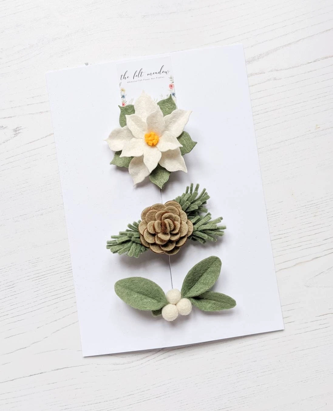 Christmas Mistletoe Hair Clip, Christmas Girl Gift, Novelty Hair Clip, Festive Head Piece, Felt Flower Barrette 7 Christmas Mistletoe Hair Clip, Christmas Girl Gift, Novelty Hair Clip, Festive Head Piece, Felt Flower Barrette - Image 5