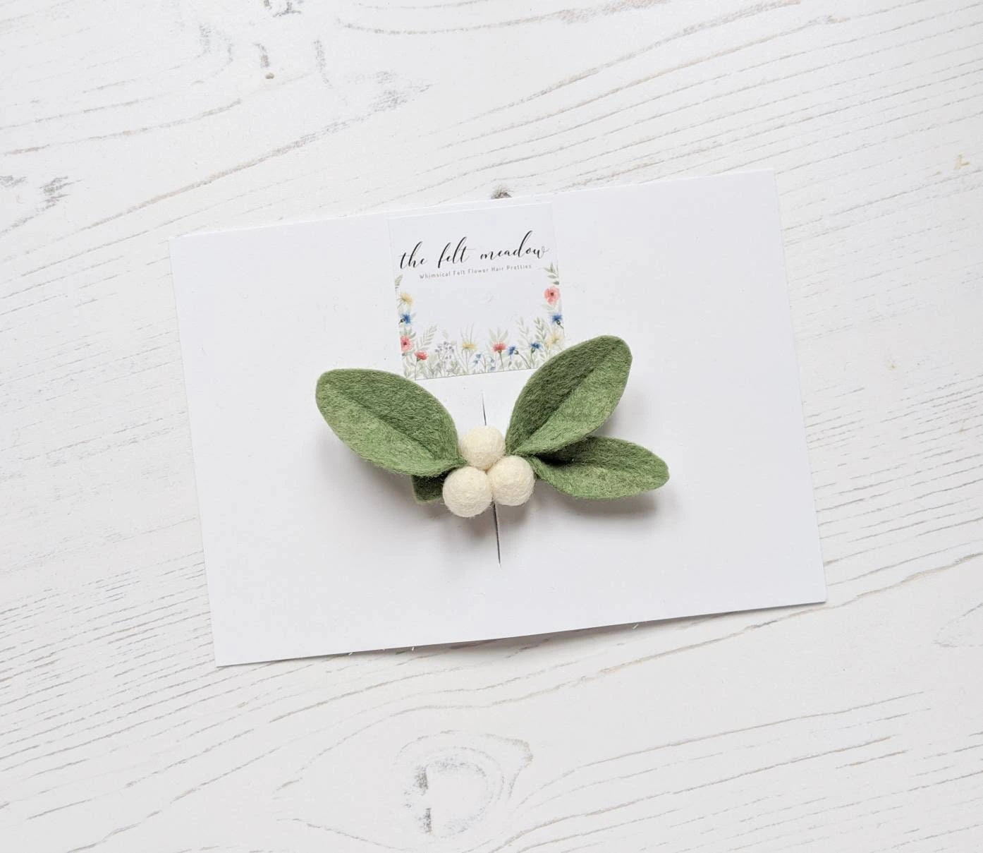 Christmas Mistletoe Hair Clip, Christmas Girl Gift, Novelty Hair Clip, Festive Head Piece, Felt Flower Barrette 5 Christmas Mistletoe Hair Clip, Christmas Girl Gift, Novelty Hair Clip, Festive Head Piece, Felt Flower Barrette - Image 3