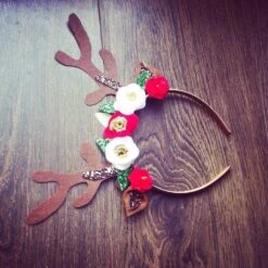Adult Size Reindeer Headband Christmas Gift, Christmas Party Flower Crown With Reindeer Antlers, Great Christmas Hair Accessories