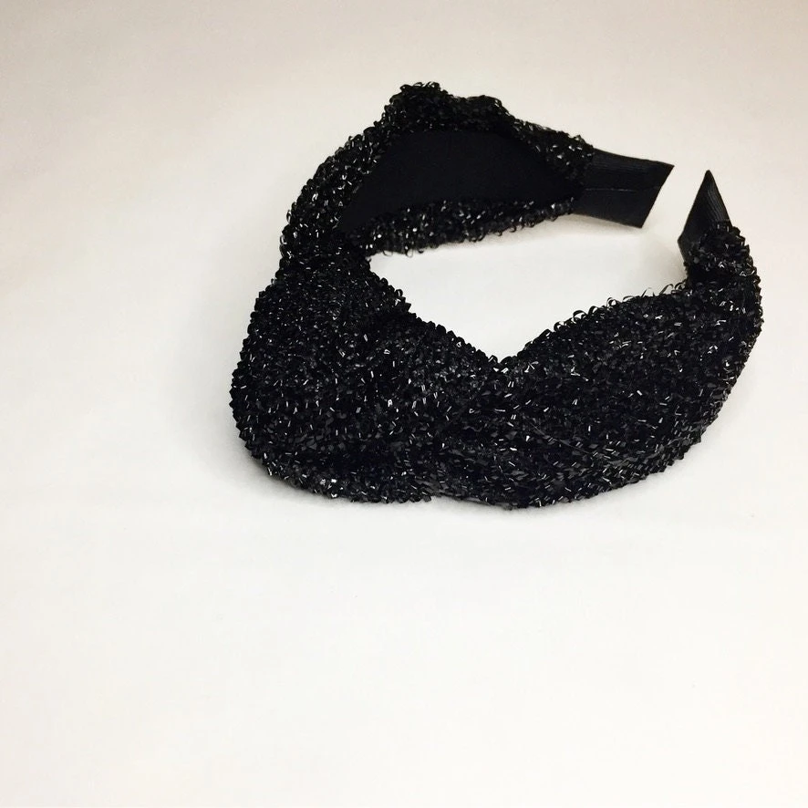 Black Sparkly Knot Headband, Ladies Headband, Child's Knot Headband, Sparkle Headband, Party Headband, Black Knot Headband, Christmas Party 4 Black Sparkly Knot Headband, Ladies Headband, Child's Knot Headband, Sparkle Headband, Party Headband, Black Knot Headband, Christmas Party - Image 2