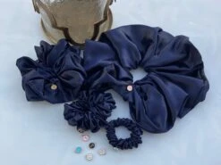 Navy Satin Hair Scrunchie, Hair Scrunchie, Giant Scrunchie, Gift Idea, Personalised Present, Gift For Her, Christmas Presents