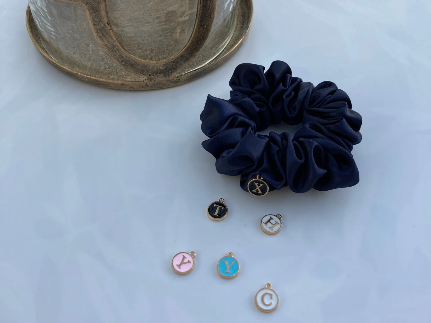 Navy Satin Hair Scrunchie, Hair Scrunchie, Giant Scrunchie, Gift Idea, Personalised Present, Gift For Her, Christmas Presents 7 Navy Satin Hair Scrunchie, Hair Scrunchie, Giant Scrunchie, Gift Idea, Personalised Present, Gift For Her, Christmas Presents - Image 5