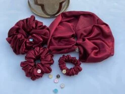 Burgundy Satin Hair Scrunchie, Hair Scrunchie, Giant Scrunchie, Gift Idea, Personalised Present, Gift For Her, Christmas Presents