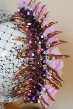 Glam Veil Headpiece With Festive Golden Foliage, Pink Flowers, Sparkly Vintage Swarovski Crystals, Beading, Burlesque, Perfect 4 Christmas. 17 Glam Veil Headpiece With Festive Golden Foliage, Pink Flowers, Sparkly Vintage Swarovski Crystals, Beading, Burlesque, Perfect 4 Christmas. -Cheap Bags & Purses Store il fullxfull.2703924355 mtd3