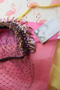 Glam Veil Headpiece With Festive Golden Foliage, Pink Flowers, Sparkly Vintage Swarovski Crystals, Beading, Burlesque, Perfect 4 Christmas. 21 Glam Veil Headpiece With Festive Golden Foliage, Pink Flowers, Sparkly Vintage Swarovski Crystals, Beading, Burlesque, Perfect 4 Christmas. -Cheap Bags & Purses Store il fullxfull.2703924563 2kbo