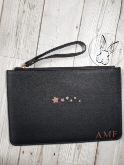 Personalised Bag, Personalised Make Up, Wristlet/Wallet, Vegan Bag, PU Imitation Leather, Zipped Case, Initials, Black Bag, Christmas Gift, -Cheap Bags & Purses Store il fullxfull.2716038681 22c0