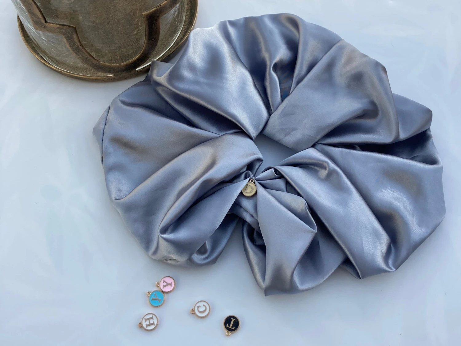 Grey Satin Hair Scrunchie, Hair Scrunchie, Giant Scrunchie, Gift Idea, Personalised Present, Gift For Her, Christmas Presents 5 Grey Satin Hair Scrunchie, Hair Scrunchie, Giant Scrunchie, Gift Idea, Personalised Present, Gift For Her, Christmas Presents - Image 3