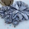 Grey Satin Hair Scrunchie, Hair Scrunchie, Giant Scrunchie, Gift Idea, Personalised Present, Gift For Her, Christmas Presents