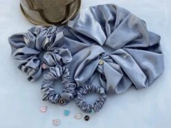 Grey Satin Hair Scrunchie, Hair Scrunchie, Giant Scrunchie, Gift Idea, Personalised Present, Gift For Her, Christmas Presents