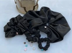 Black Satin Hair Scrunchie, Hair Scrunchie, Giant Scrunchie, Gift Idea, Personalised Present, Gift For Her, Christmas Presents