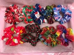 Christmas Velvet Scrunchies Set Of 9
