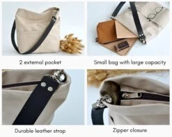 Women Casual Tote Bag , Hobo Shoulder Bag, Canvas Tote Bag With Leather Strap, Canvas Bucket Bag With Pocket And Zipper - Christmas Green -Cheap Bags & Purses Store il fullxfull.3211579296 q9j1