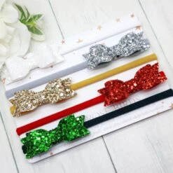 Christmas Hair Bows, Baby Headband, Glitter Hair Bows, Newborn Headband, Stocking Filler, Girls Hair Accessories, Christmas Gift For Girls,