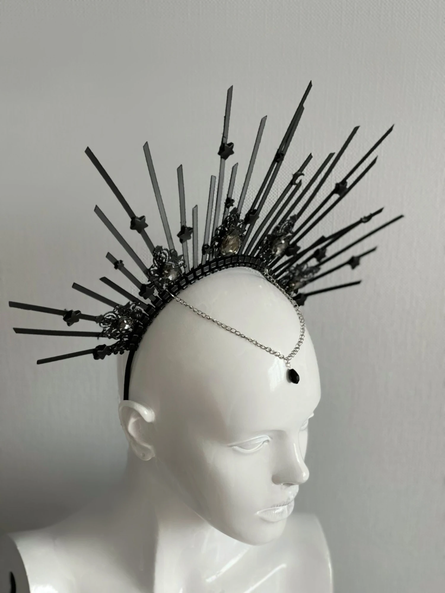 Wedding Silver Halo Crown, Moon Stars Headpiece, Gothic Wedding Crown Headdres, Celestial Headpiece, Christmas Angel Halo, Aquarius Jewelry 9 Wedding Silver Halo Crown, Moon Stars Headpiece, Gothic Wedding Crown Headdres, Celestial Headpiece, Christmas Angel Halo, Aquarius Jewelry - Image 7