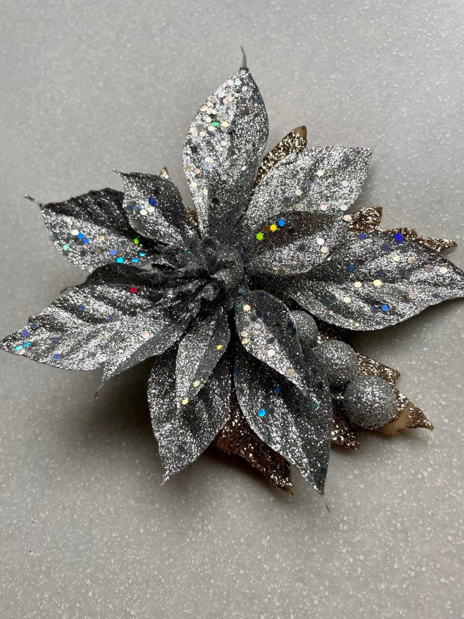 Large Silver Glitter Hair Flower/ Vintage Style Hair Flower/ Halloween Accessory/ Glitter Flower / Christmas Flower Clip 3 Large Silver Glitter Hair Flower/ Vintage Style Hair Flower/ Halloween Accessory/ Glitter Flower / Christmas Flower Clip