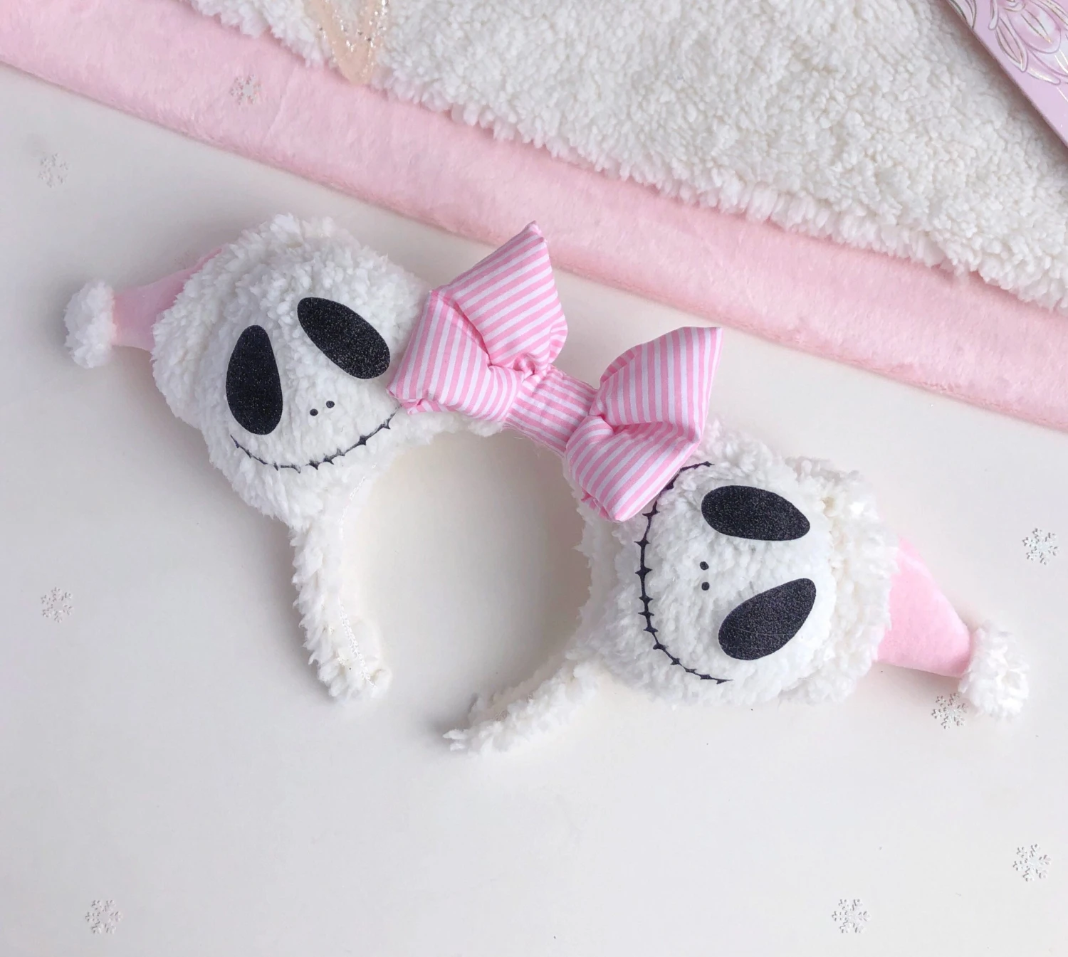 Fluffy Sherpa Jack Skellington Nightmare Before Christmas Inspired Mouse Ears 3 Fluffy Sherpa Jack Skellington Nightmare Before Christmas Inspired Mouse Ears