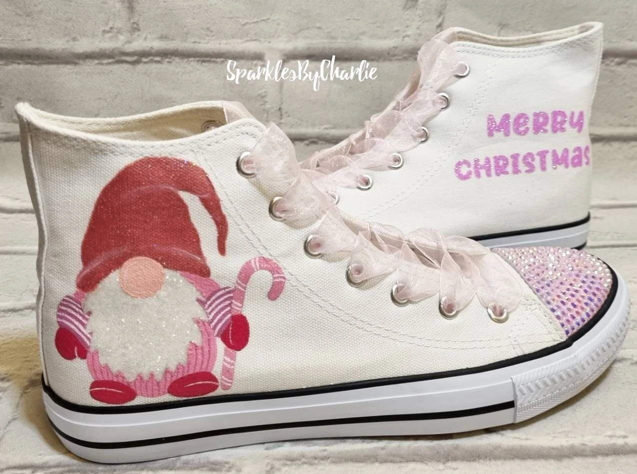 Christmas Shoes, Christmas Gonk, Xmas Hightop Trainers, Holiday Sneakers, Custom Christmas Pumps 4 Christmas Shoes, Christmas Gonk, Xmas Hightop Trainers, Holiday Sneakers, Custom Christmas Pumps - Image 2