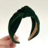 Handmade Deep Forest Green Velvet Luxury Hairband Headband - Knotted Turban Wide Fabric Alice Band Hair Christmas