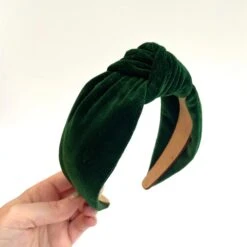 Handmade Deep Forest Green Velvet Luxury Hairband Headband - Knotted Turban Wide Fabric Alice Band Hair Christmas -Cheap Bags & Purses Store il fullxfull.3427574958 hfo9
