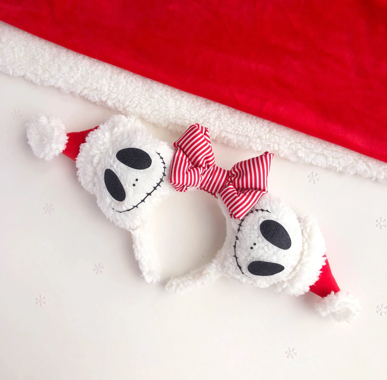 Fluffy Sherpa Jack Skellington Nightmare Before Christmas Inspired Mouse Ears 5 Fluffy Sherpa Jack Skellington Nightmare Before Christmas Inspired Mouse Ears - Image 3