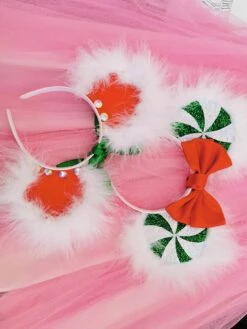 Fluffy Candy Cane Minnie Mouse Ears With Satin Bow - Xmas Headband Christmas Minnie Headband - Christmas Accessories - Magical Headbands -Cheap Bags & Purses Store il fullxfull.3457751776 3nqh