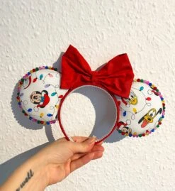 Mickey Mouse And Friends Christmas Disney Ears - Featuring Mickey, Minnie Mouse, Goofy, Donald Duck And Pluto And Christmas Lights