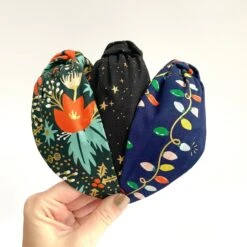 Handmade Knot Top Christmas Poinsettia Red Gold Metallic Print Hairband Headband - Knotted Turban Wide Fabric Alice Band Christmas Holly -Cheap Bags & Purses Store il fullxfull.3477921925 81am