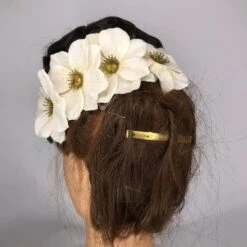 Christmas Limited Edition Cream & Gold Velveteen Hellebore Cascade Headpiece Holiday Winter Vintage Style -Cheap Bags & Purses Store il fullxfull.3500362071 ivmz