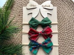 Christmas Bow Headbands Set, Baby Girl Headband, Wooden Headband Stand, Headbands Holder, Baby Girl Christmas Gift